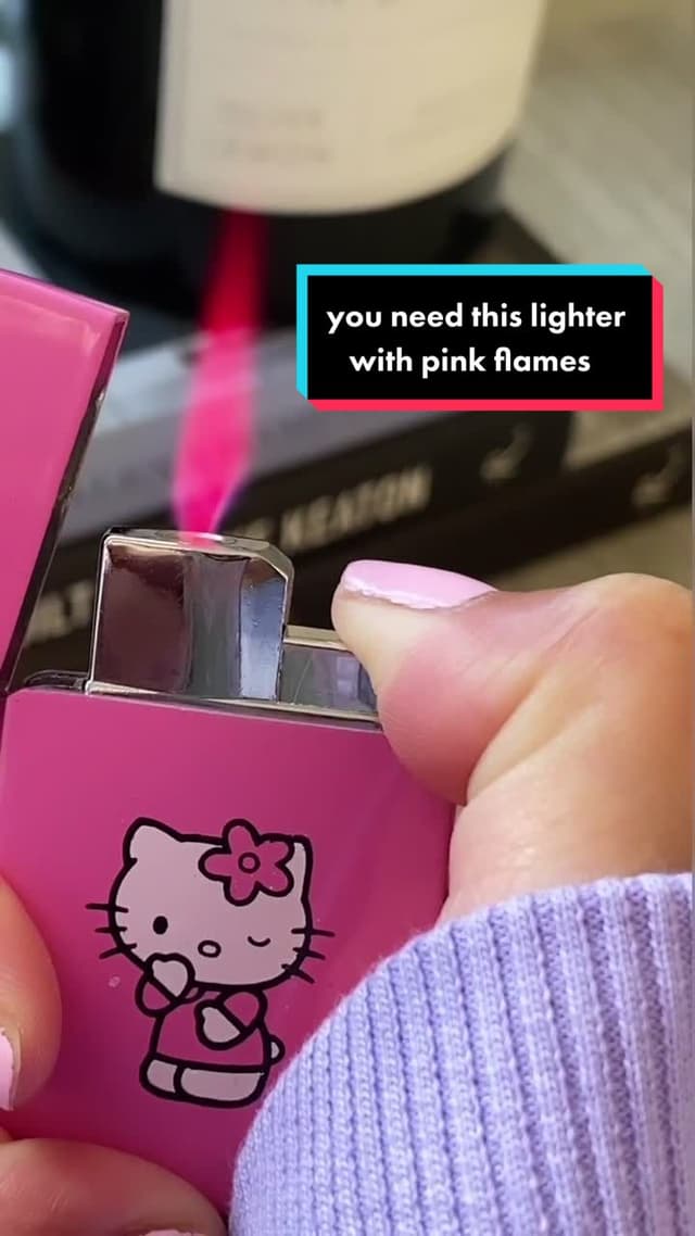 unboxing my new Hello Kitty lighter with pink flames 🔥 #tiktokmademebuyit #tiktokmademebuythis #hellokitty #lighter